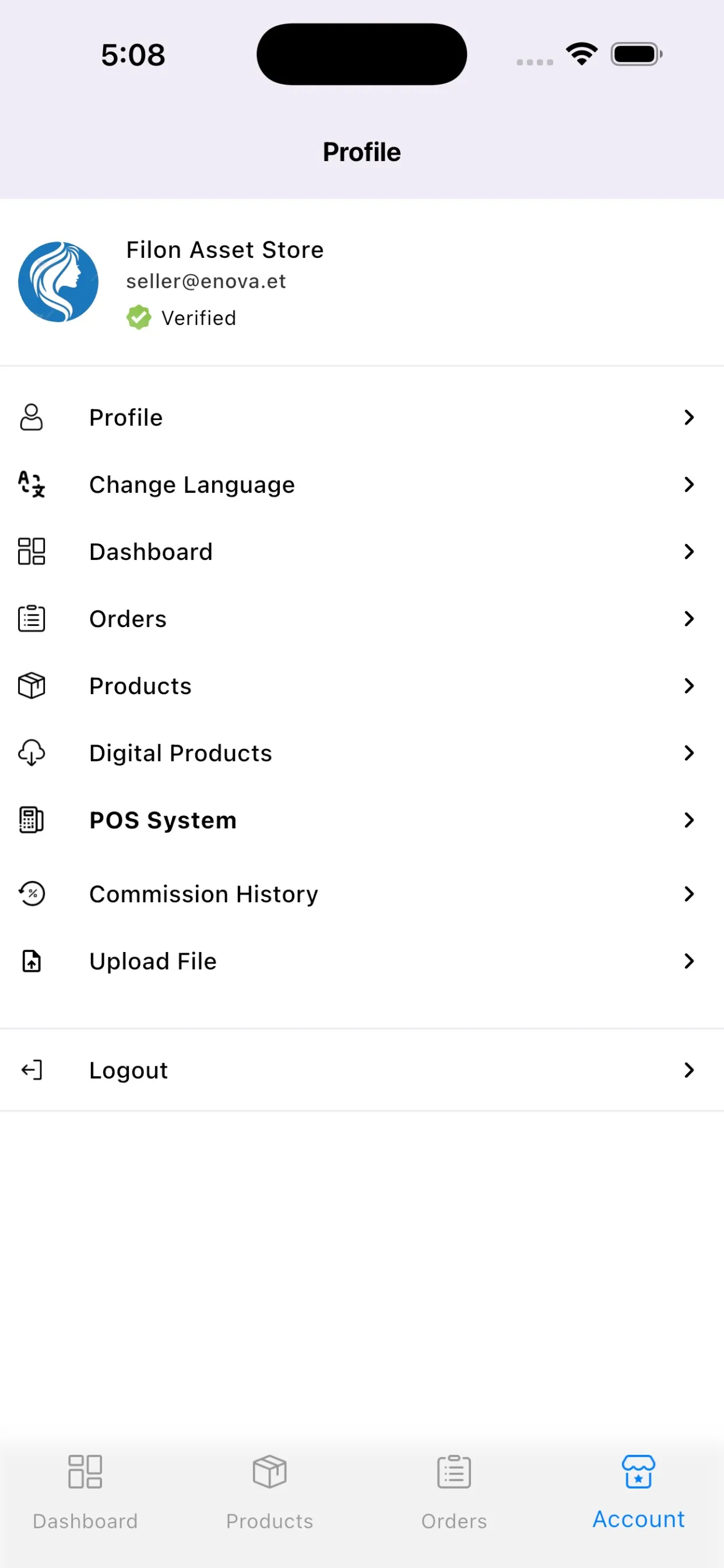 Reach products, orders and account settings.