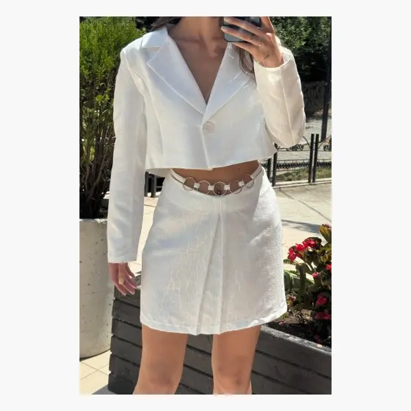 Women's Two-Piece Crop Jacket Set